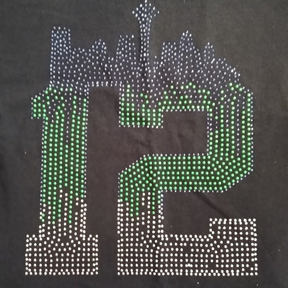 3 T Shirts.1st A Seattle Sea Hawks, 2nd an Owl on Blue and 3rd Bling on Black